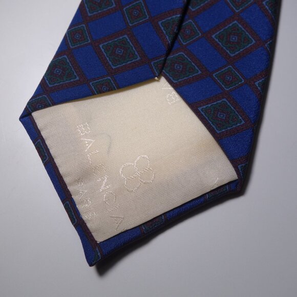 Vintage Balenciaga Silk Diamond Pattern Tie Made In Italy - Picture 6 of 7